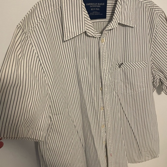 American Eagle Outfitters Men's Casual Striped Shirt - Black and White - Picture 2 of 4